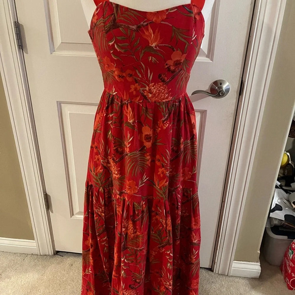 Beautiful Tropical Red Christian Lacroix maxi sundress-Size Small - Picture 7 of 9